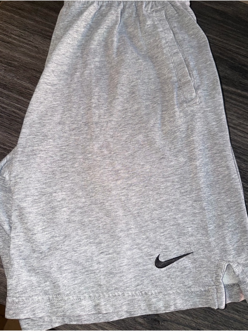 Nike Heather Gray Men’s Athletic Shorts with Black Swoosh
